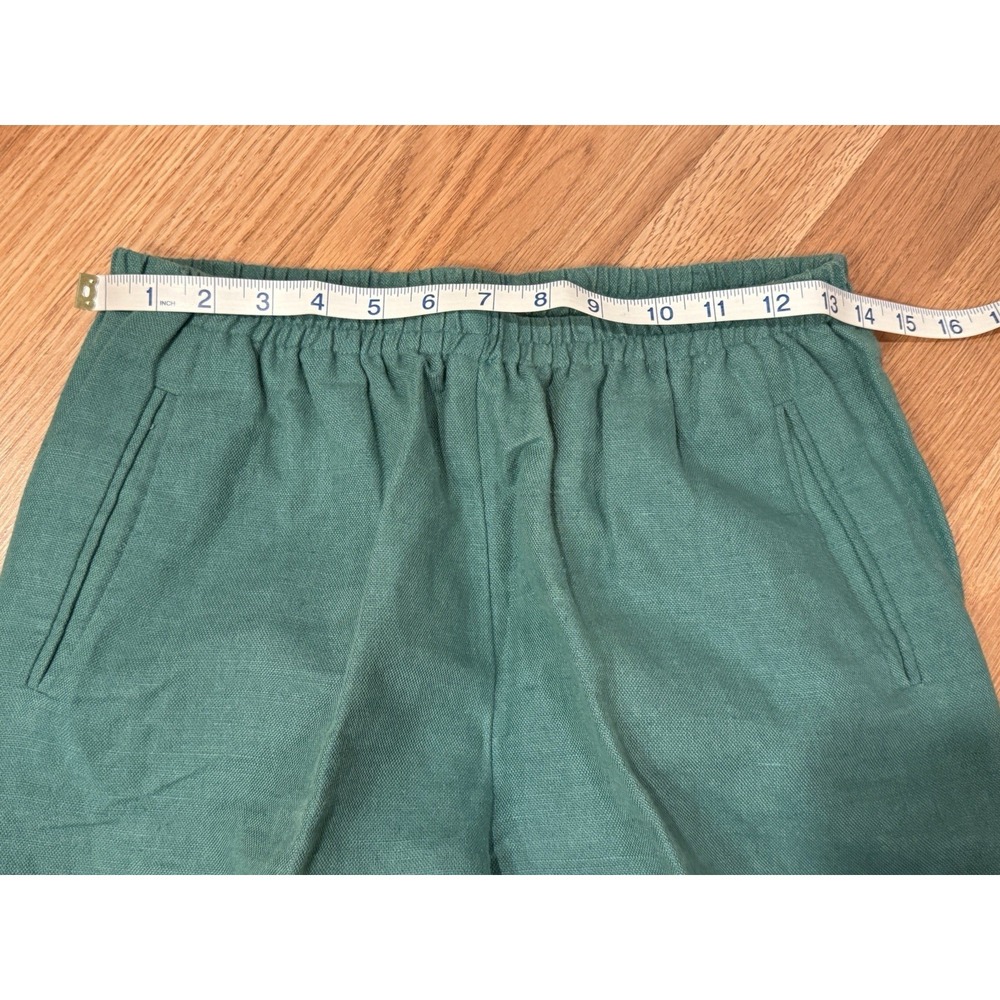 Vintage 80s 90s Lands End‎ Women's 10 Linen Blend High Rise Pants Pull On Green - Picture 10 of 12